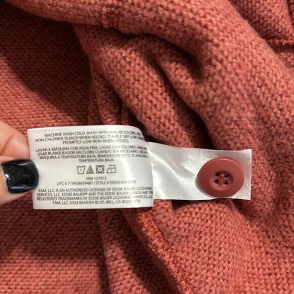 EDDIE BAUER women’s size XL rust color fleece pullover with pockets relaxed fit - Picture 9 of 15
